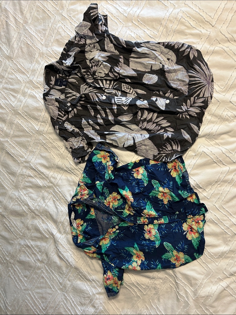 2 Tropical Floral Button-Up Shirts
